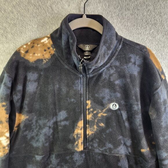Volcom Sweater Mens M Black Bleached Tie Dye V Scient Fleece Ski Snowboarding - Picture 2 of 15